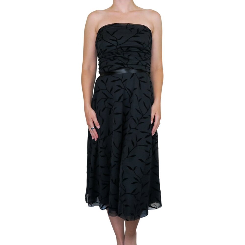 Vintage 90s Luly K Black Floral Midi Dress